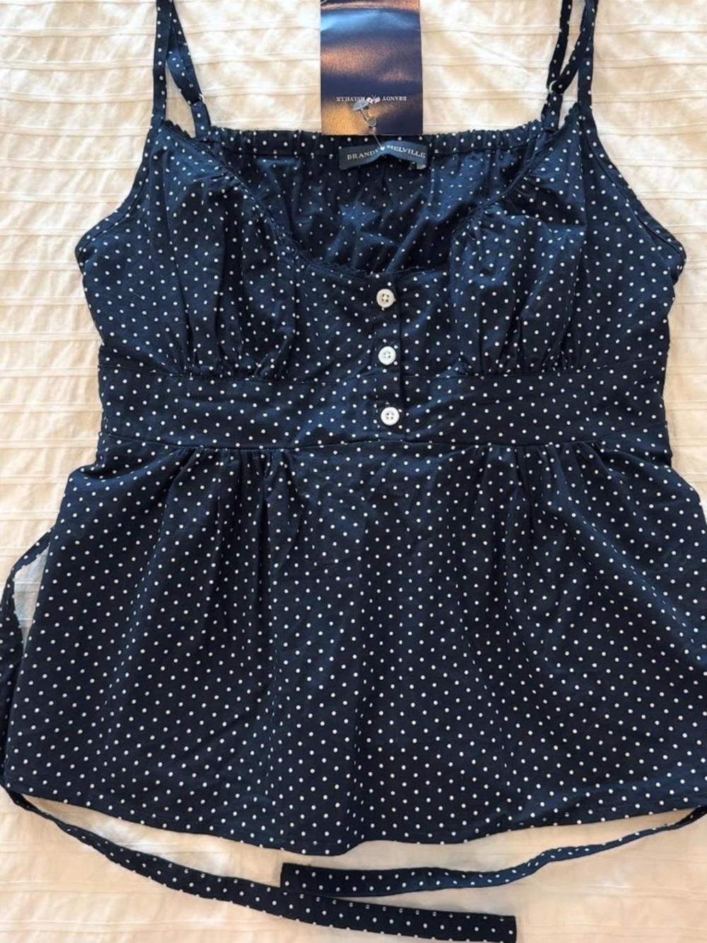 Polka Dot Navy Babydoll Top